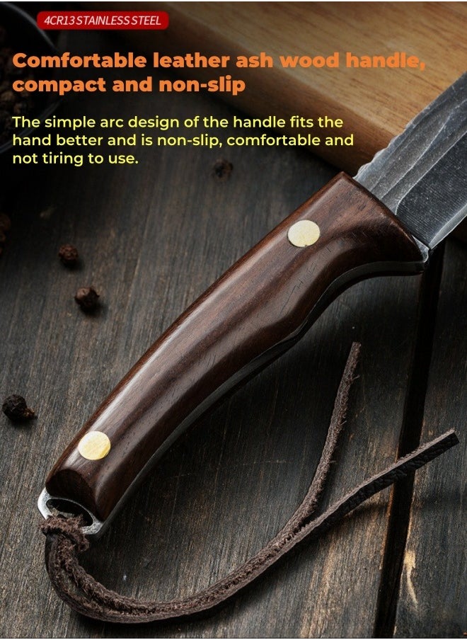 Browning - Carbon Steel Boning Knife Sharp Wooden Handle Knife Handle Meat Knife Barbecue Outdoor Knife - Splitting Knife - Image 1