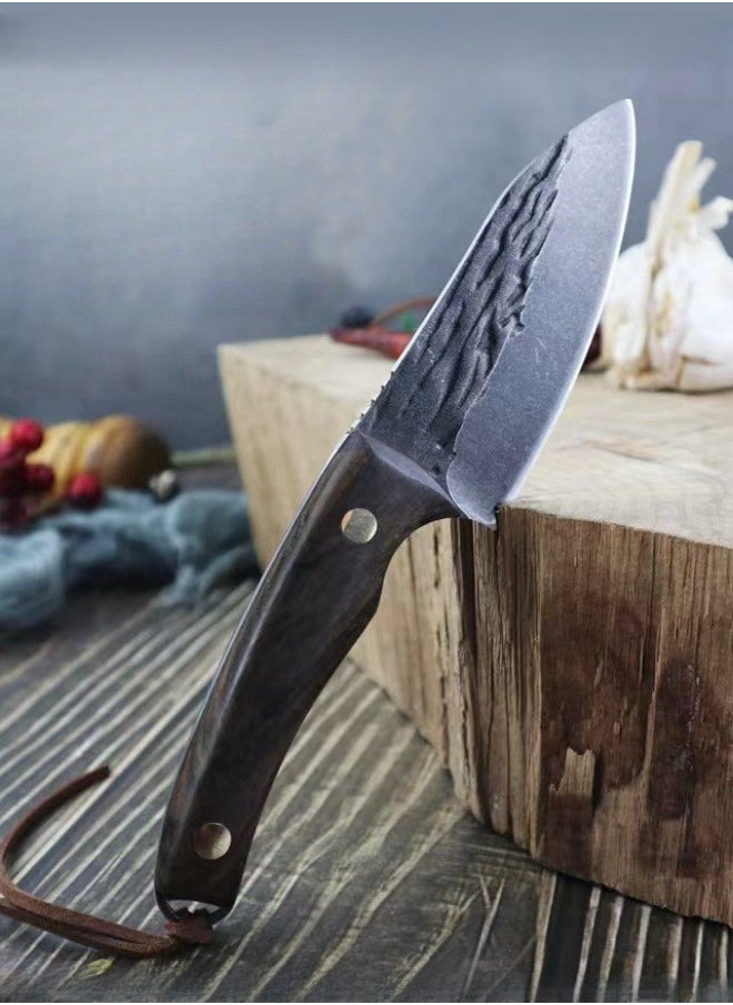 Browning - Carbon Steel Boning Knife Sharp Wooden Handle Knife Handle Meat Knife Barbecue Outdoor Knife - Splitting Knife - Image 1