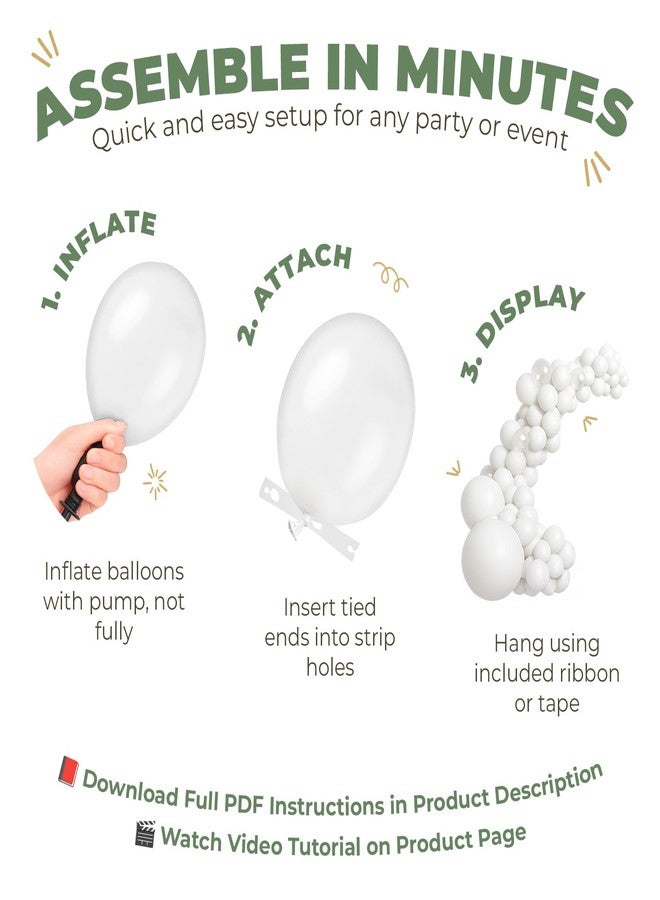 Vellax Balloon Garland Arch Kit - 146 Pcs Sage Green, White, Metallic Gold & Confetti Balloons for Baby Shower, Birthday, Gender Reveal, Wedding Party - DIY Kit by Vellax™ - Image 3