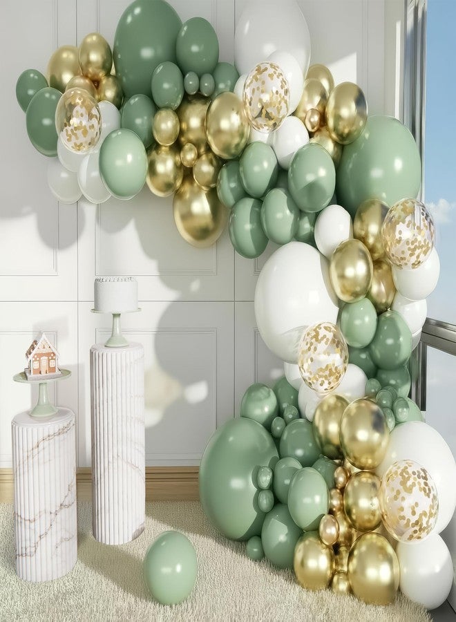 Vellax Balloon Garland Arch Kit - 146 Pcs Sage Green, White, Metallic Gold & Confetti Balloons for Baby Shower, Birthday, Gender Reveal, Wedding Party - DIY Kit by Vellax™ - Image 1
