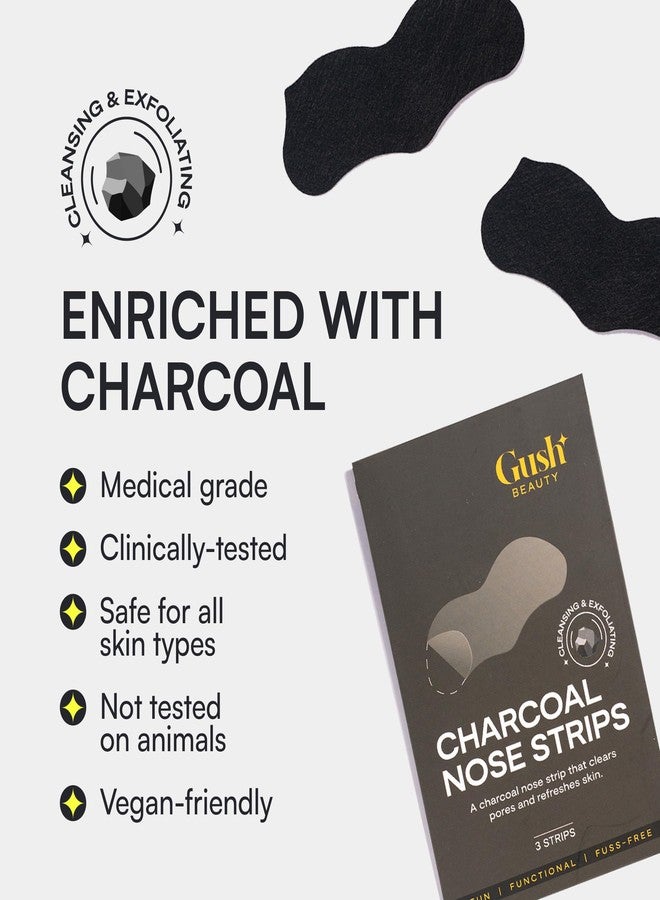 Gush Nose Pore Patches | Medical-Grade Hydrocolloid | Targets Pores & Pimples | Absorbs Oil Overnight | Vegan | Cruelty-Free | Facial Skin Care Products | 3 Pcs | Charcoal - Image 2