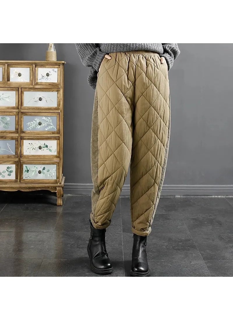 Generic - Womens Winter Warm Patchwork Harem Pants J#C1 khaki - Image 1