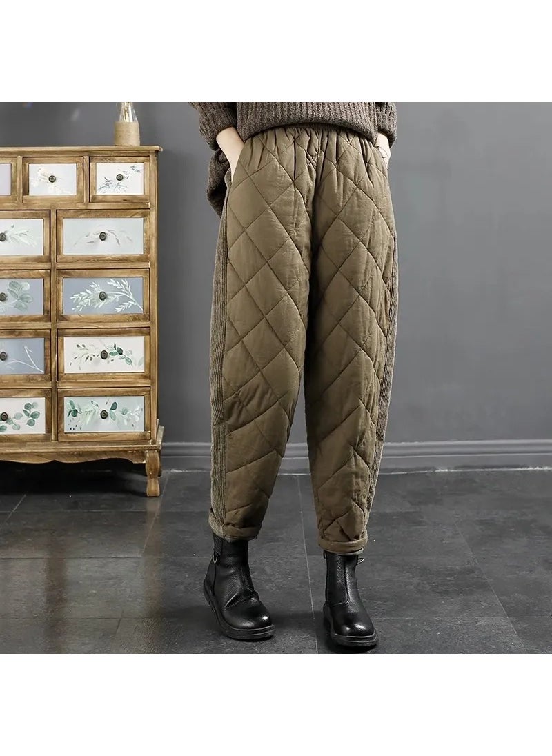Generic - Womens Winter Warm Patchwork Harem Pants J#C1 khaki - Image 1