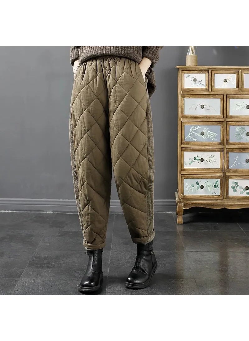 Generic - Womens Winter Warm Patchwork Harem Pants J#C1 khaki - Image 1