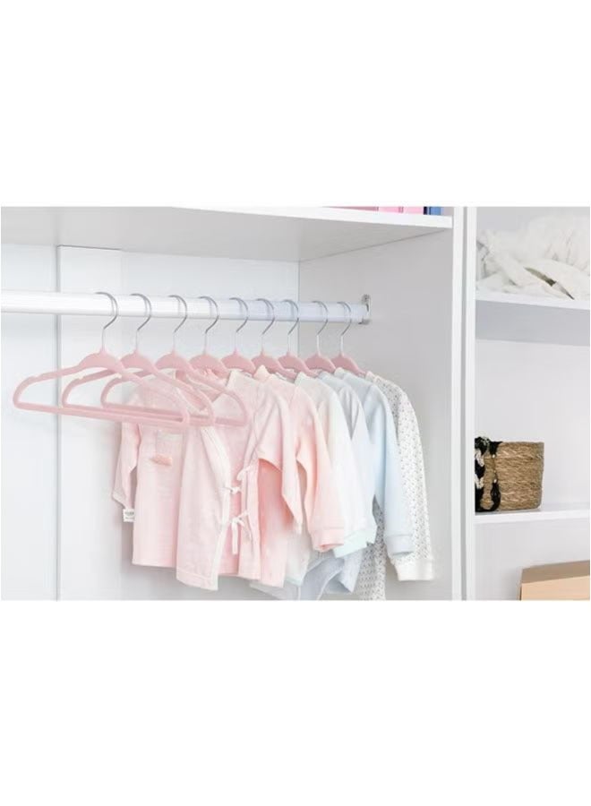 BLOOMING TIME 100 Pieces Can Be Rotated 360 Degrees Flocking Non-slip Hangers Thickened Load-bearing Design Space-saving Wardrobe Storage, Pink - Image 4