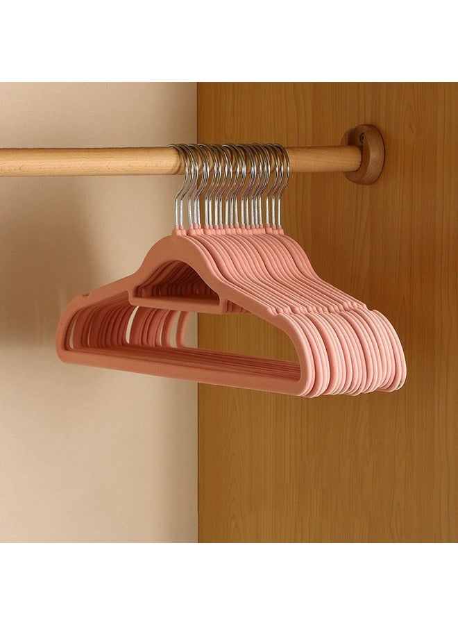 BLOOMING TIME 100 Pieces Can Be Rotated 360 Degrees Flocking Non-slip Hangers Thickened Load-bearing Design Space-saving Wardrobe Storage, Pink - Image 1