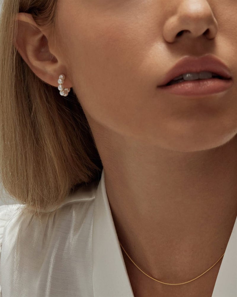 MOROTOLE Pearl Hoop Earrings Small Pearls Earring Lightweight Open Large Circle Round Jewelry Birthday Gift Pearl Hoop Earrings for Women - Image 5