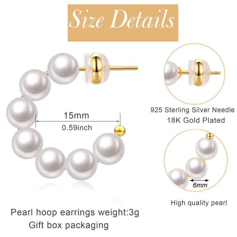 MOROTOLE Pearl Hoop Earrings Small Pearls Earring Lightweight Open Large Circle Round Jewelry Birthday Gift Pearl Hoop Earrings for Women - Image 3
