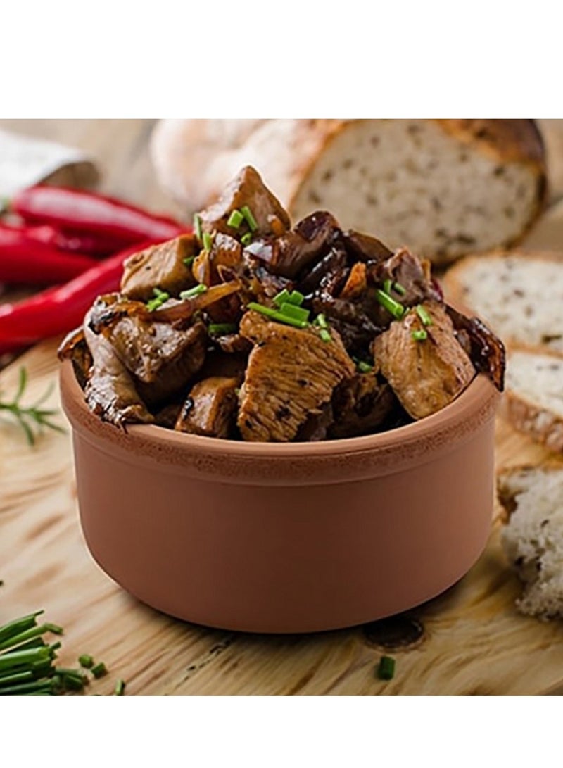 Elizi 2-Piece High-Temperature Resistant Round Shaped Clay Bowl Brown - Image 2