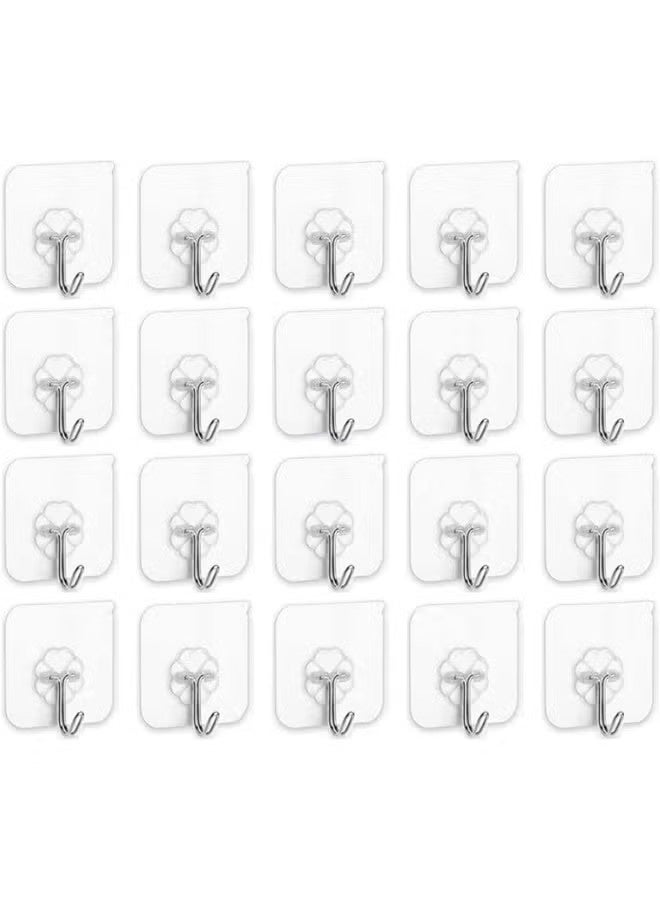 20 Pieces Each Pack Heavy Duty Adhesive Wall Hooks Waterproof and Oil Proof Ideal for the kitchen and bathroom transparent - Image 1