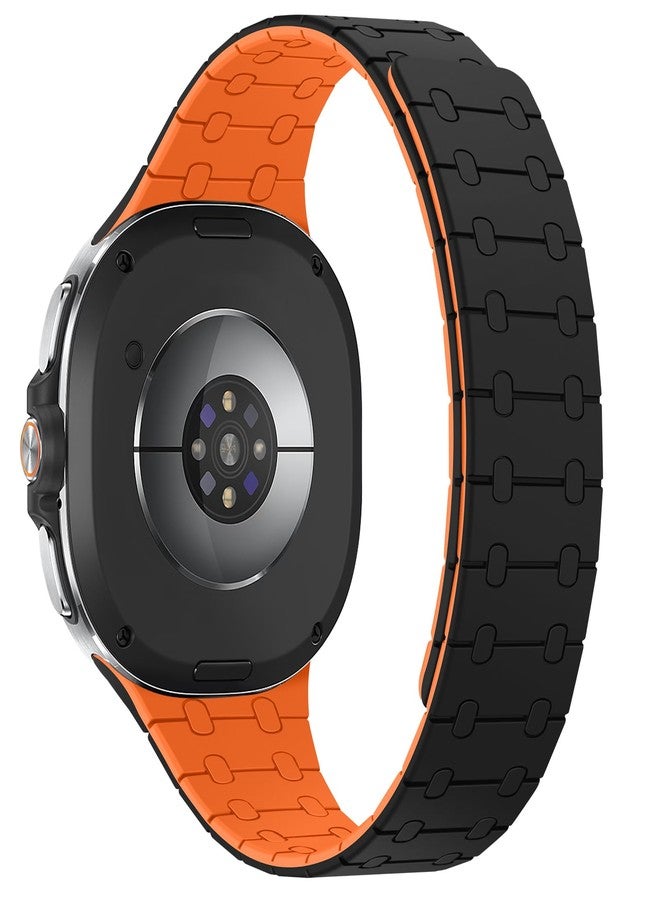 Amizee Sport Band Compatible with Samsung Galaxy Watch 8 40mm 44mm/Watch 8 Classic for Men Women, Magnetic Silicone Bracelet Replacement for Galaxy Watch 8, Black/Orange - Image 2
