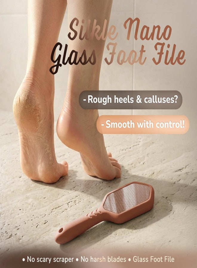 SILKLE Nano Glass Foot File - Silicone Foot Callus Remover for Feet and Cracked Heels - Heel Scraper for Dead Skin - Ergonomic Foot Scrubber & Exfoliator for Shower with Non-Slip Grip - Brown - Image 2