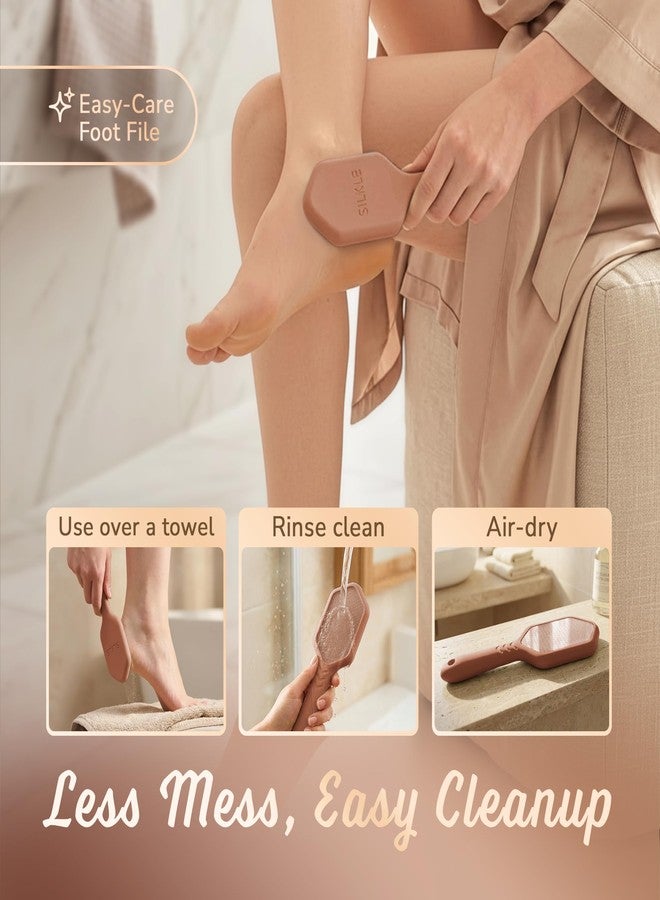 SILKLE Nano Glass Foot File - Silicone Foot Callus Remover for Feet and Cracked Heels - Heel Scraper for Dead Skin - Ergonomic Foot Scrubber & Exfoliator for Shower with Non-Slip Grip - Brown - Image 5