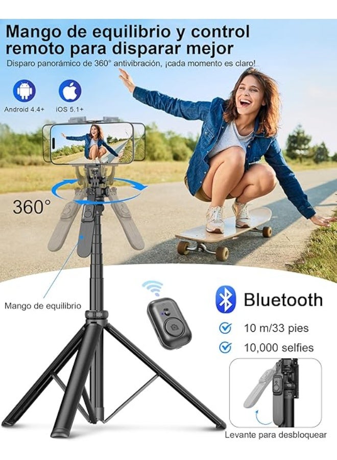 Professional Cell Phone Tripod & Anti-shake Selfie Stick - 200CM Extendable Height, Remote Control & Video Light - Versatile for iPhone/Android/GoPro - Image 3