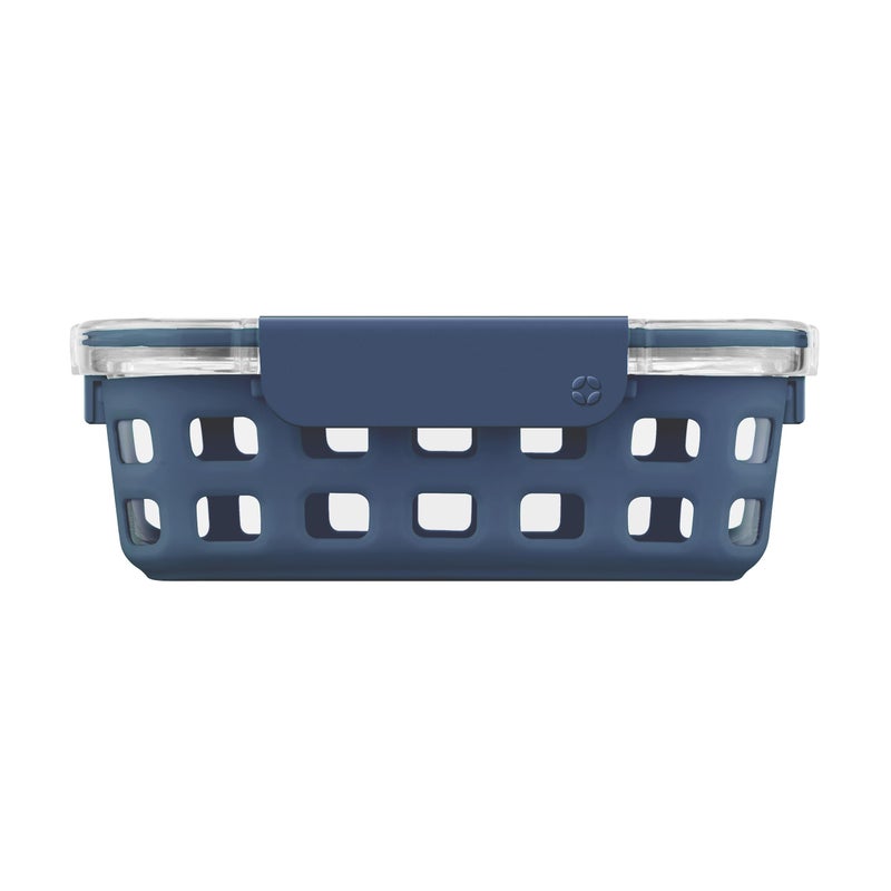 Ello Duraglass Meal Prep Container 5 cup Glass Food Storage Container with Silicone Sleeve and Airtight BPAFree Plastic Lid Dishwasher Microwave and Freezer Safe Midnight