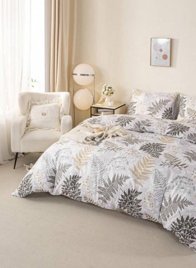 LUNA Home Queen size 6 pieces duvet cover set with grey leaf pattern. - Image 3