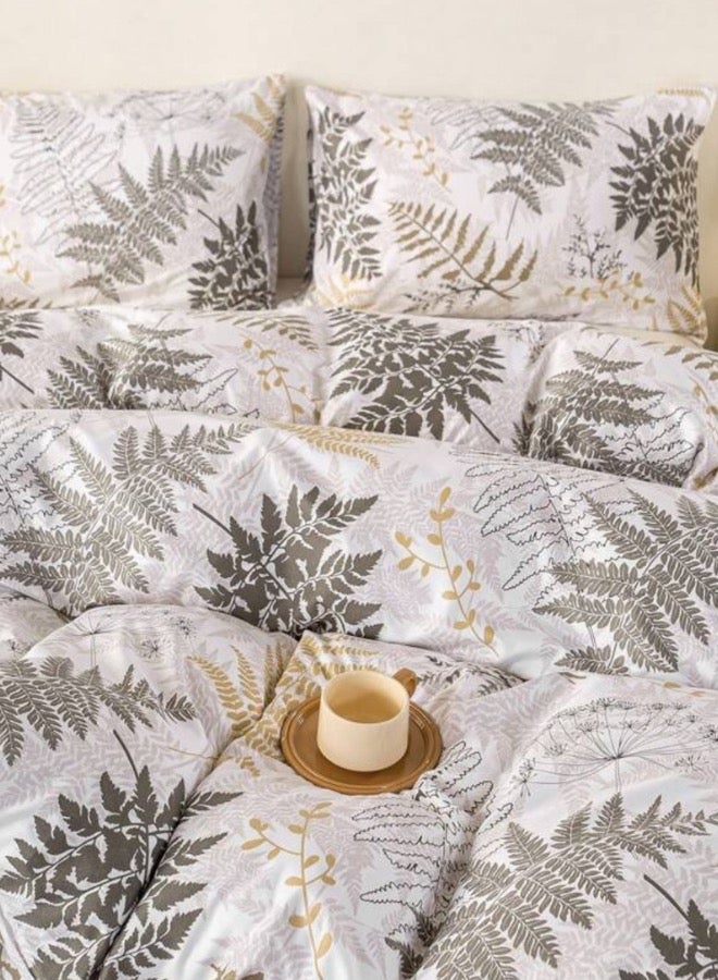 LUNA Home Queen size 6 pieces duvet cover set with grey leaf pattern. - Image 5