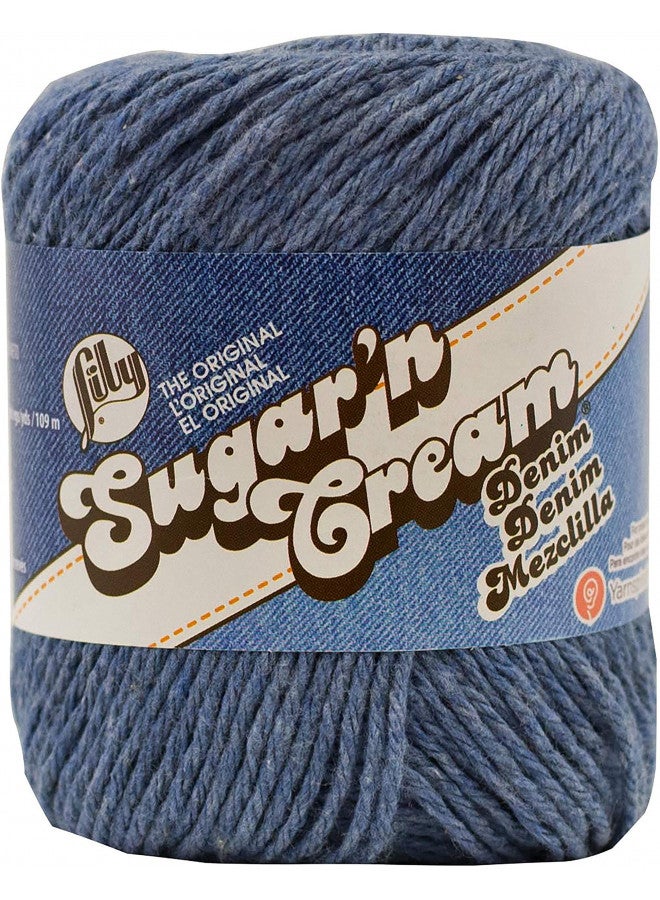 Lily Sugar 'N Cream The Original Solid Yarn, 2.5oz, Medium 4 Gauge, 100% Cotton - Blue Denim - Machine Wash & Dry - Image 1