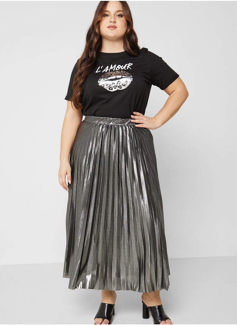 Only Carmakoma - Plisse High Waist Skirt - Image 1