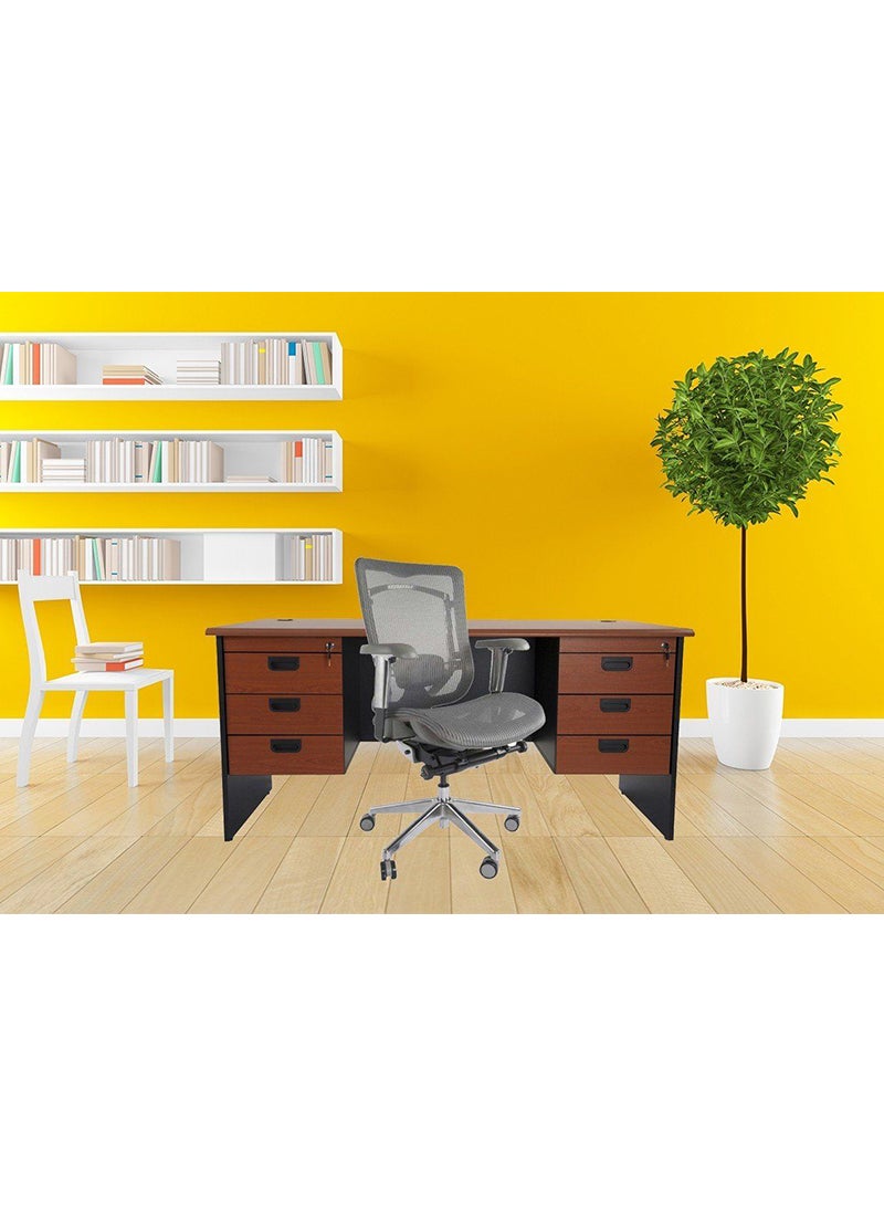 Mahmayi Height Adjustable Medium Back Contemporary Office Mesh Chair with Caster Wheels From Mahmayi - Grey - Image 4