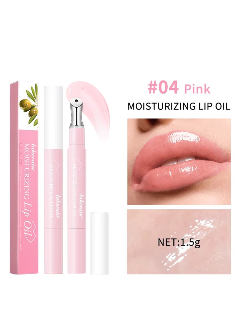 lakerain Moisturizing Lip Oil Lipstick Coating Gloss Silky Soft Smooth Hydrating Essence Lips Oil Lip Makeup Base Oils Lips Gloss Oil Long Lasting Lip Stain Lightweight Lip Tint Glow Lip Tint Oil Pink 04 - Image 2