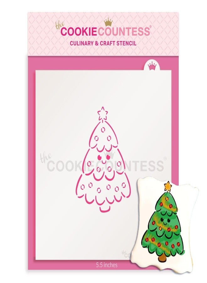 The Cookie Countess Inc The Cookie Countess Smiling Christmas Tree PYO Stencil - Image 2