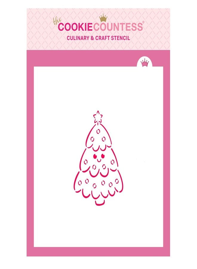 The Cookie Countess Inc The Cookie Countess Smiling Christmas Tree PYO Stencil - Image 1