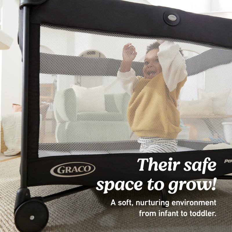 Graco On The Go Zip Pack â€˜n Play Playard, Folding Playpen with Bassinet, Portable Crib, Reeves - Image 5