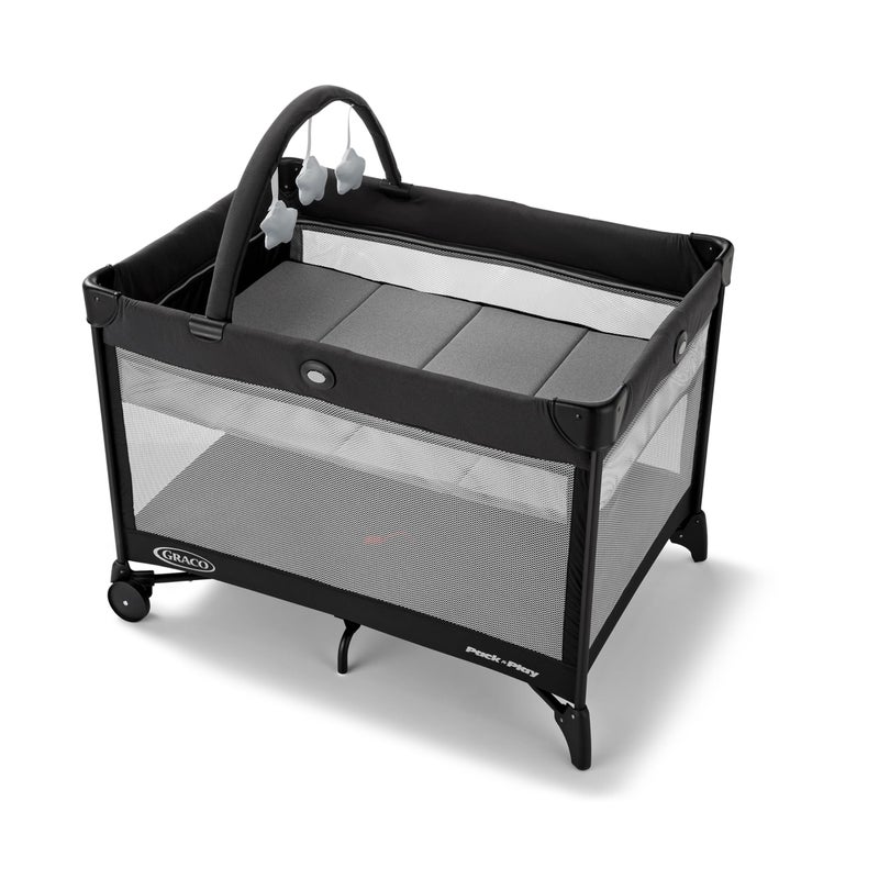 Graco On The Go Zip Pack â€˜n Play Playard, Folding Playpen with Bassinet, Portable Crib, Reeves - Image 1