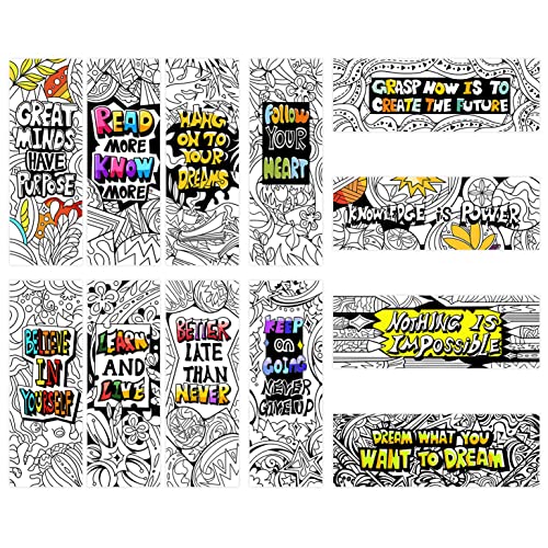 VOCHIC 60 Piece DIY Inspirational Bookmarks for Students, Bulk Bookmarks, Cool Double-Sided Coloring Bookmark for Class Gifts, Color Your Own Book Marks for Kids, Adults, Teachers, Women, Men, Book Lovers - Image 1