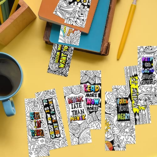 VOCHIC 60 Piece DIY Inspirational Bookmarks for Students, Bulk Bookmarks, Cool Double-Sided Coloring Bookmark for Class Gifts, Color Your Own Book Marks for Kids, Adults, Teachers, Women, Men, Book Lovers - Image 3