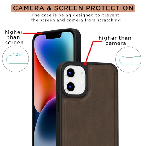Pikkme Back Cover for iPhone 12/12 Pro | PU Leather, Full Camera Protection, Super Soft-Touch & Raised Edges Bumper Case (Brown) - Image 4