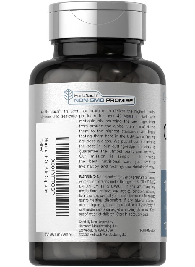 Horbaach Horbaach Ox Bile Non-GMO & Gluten Free Digestive Enzymes Supplement Made of Purified Bile Salts for Gallbladder - 1000 mg, 100 Capsules  - Image 3