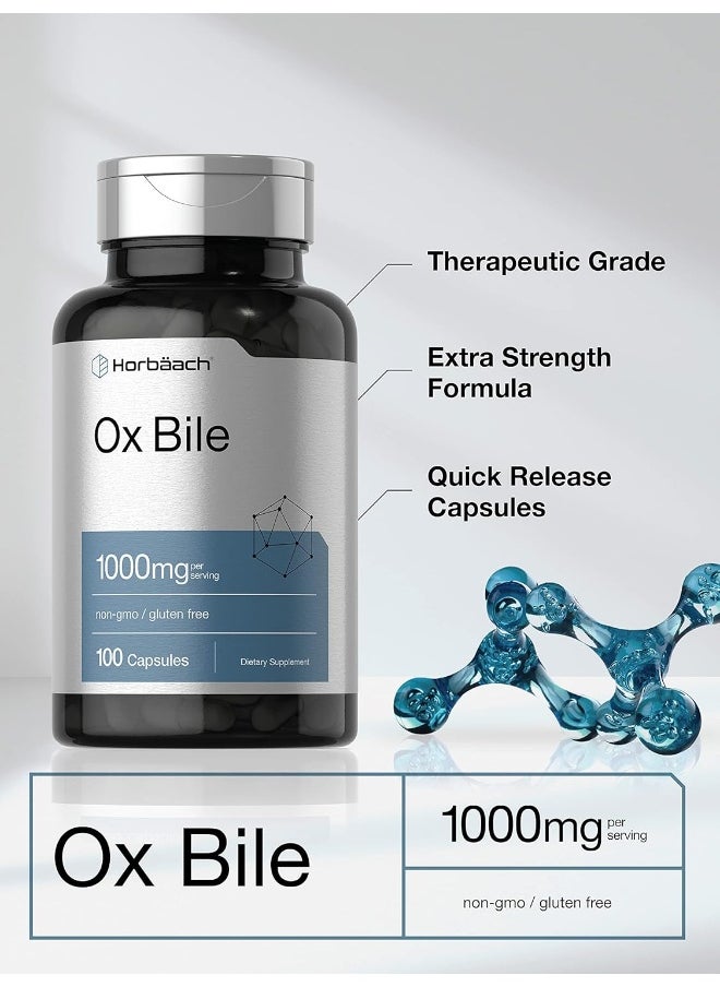 Horbaach Horbaach Ox Bile Non-GMO & Gluten Free Digestive Enzymes Supplement Made of Purified Bile Salts for Gallbladder - 1000 mg, 100 Capsules  - Image 4