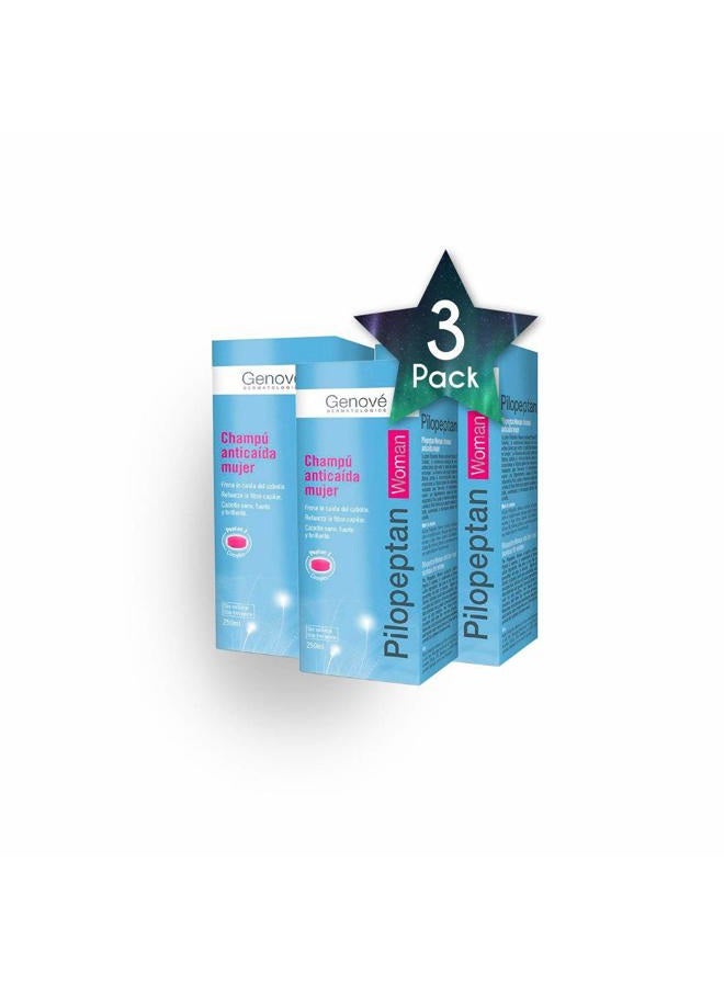 3 Pack Genové Pilopeptan for Woman 250ml - Extremlly Effective - Hair Regrowth Treatment - Anti-Hair Loss Shampoo - Rich In Nutrients - Spain