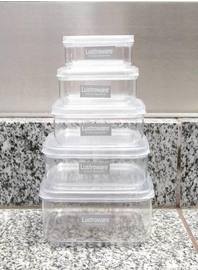 Lustroware (Set of 5) Micro Clear Food Storage Containers with Lids - BPA-Free, Airtight, Stackable, Tritan Plastic, Microwave & Dishwasher Safe, Pantry Organizer - Made in Japan - Image 4