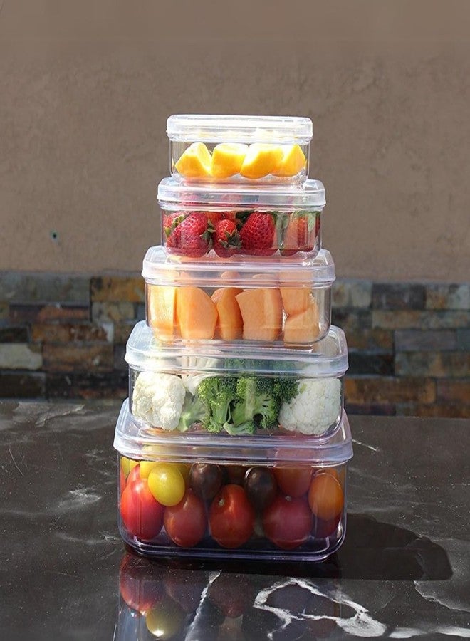 Lustroware (Set of 5) Micro Clear Food Storage Containers with Lids - BPA-Free, Airtight, Stackable, Tritan Plastic, Microwave & Dishwasher Safe, Pantry Organizer - Made in Japan - Image 2