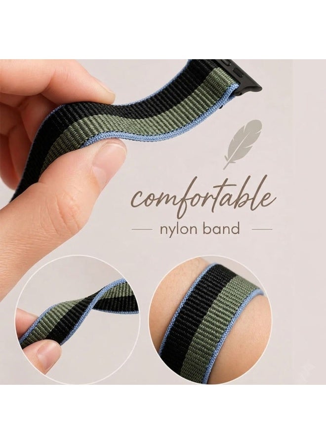 CATANES Breathable Nylon Sport Loop Band Compatible with Apple Watch 44mm 45mm 46mm 49mm for Women Men, iWatch Wrist Straps for Ultra 3 2, Se, Series 11 10 9 8 7 - black green - Image 4