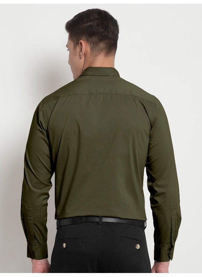 BEYOUNG Army Green Plain Cotton Shirts - pzsku/ZB5367B367A23B975247EZ/45/_/1737972759/10581b2f-0b53-4454-8f2a-f5898b20c3de