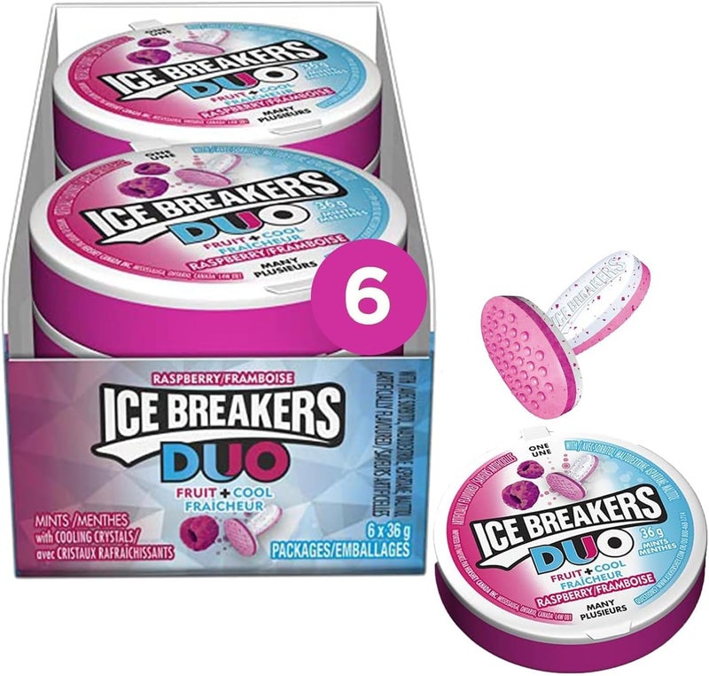 Ice Breakers Duo Raspberry Mint Mints, 1.5 Oz. (Pack of 6) - Sugar Free - Image 1