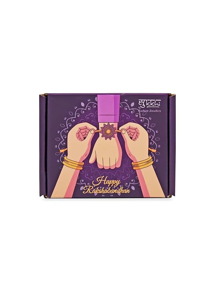 Sukkhi Rakhi Stylish Kundan Rakhi Combo and Designer Gold Plated Premium Rakhi for Brother, Roli Chawal and Greeting Card Rakhi for Bhaiya Rakhi for MEN Kundan Rakhi Rakhi Combo-Set of 2 - Image 5