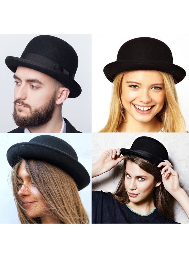 CXQRR Black Bowler Derby Hat Short Rolled Brim Fedora Hat for Men and Women - Image 5