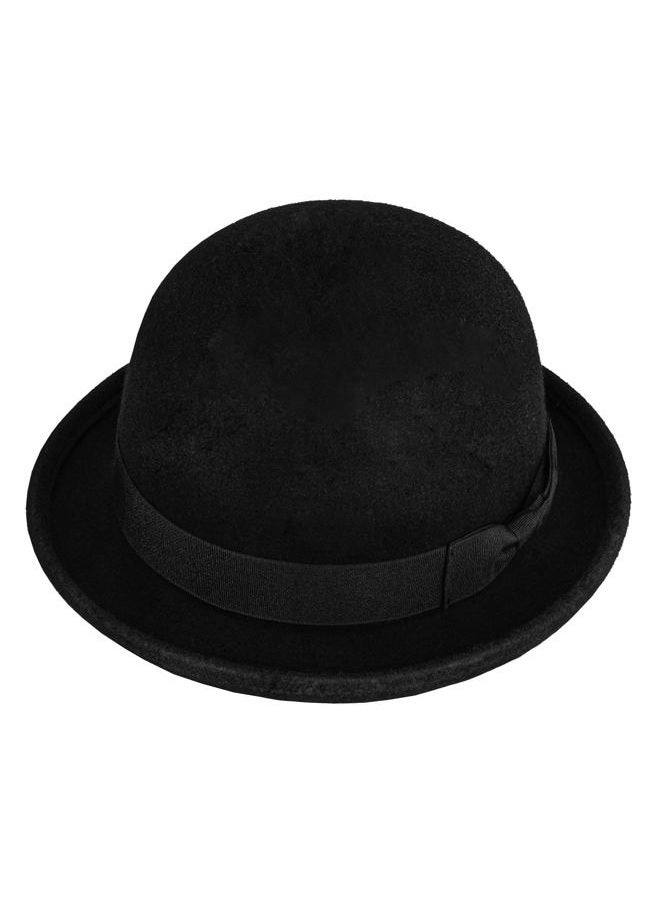 CXQRR Black Bowler Derby Hat Short Rolled Brim Fedora Hat for Men and Women - Image 3