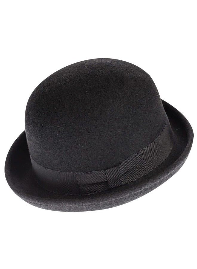 CXQRR Black Bowler Derby Hat Short Rolled Brim Fedora Hat for Men and Women - Image 1
