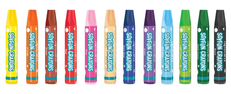Apsara Soyfun Crayons - 12 Shades | Hexagonal Shape For Easy Grip | Vivid & Bright Colours | Non-Toxic & Child Friendly | For 1-4 Year Old Kids | 12 Shades In Each Pack - Multicolor - Image 2