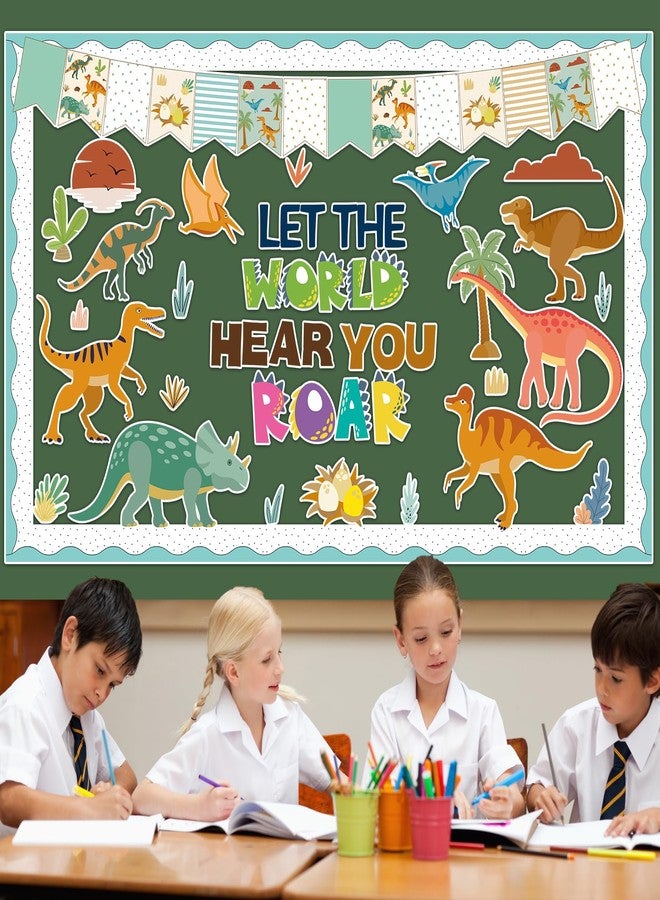 ojustbeok 60pcs Dinosaur Bulletin Board Classroom Decorations Summer Animal Let The World Hear You Roar Cutouts Back to School Decoration Jungle Cutout Border for School Door Wall - Image 4