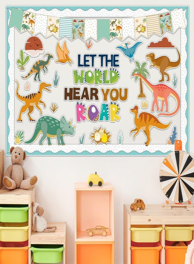 ojustbeok 60pcs Dinosaur Bulletin Board Classroom Decorations Summer Animal Let The World Hear You Roar Cutouts Back to School Decoration Jungle Cutout Border for School Door Wall - Image 5