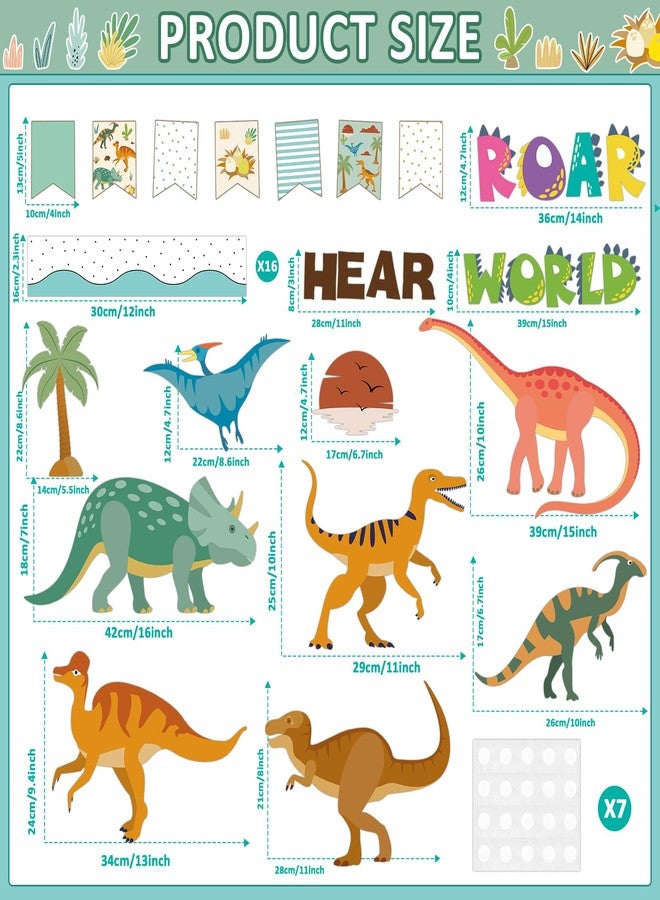 ojustbeok 60pcs Dinosaur Bulletin Board Classroom Decorations Summer Animal Let The World Hear You Roar Cutouts Back to School Decoration Jungle Cutout Border for School Door Wall - Image 2