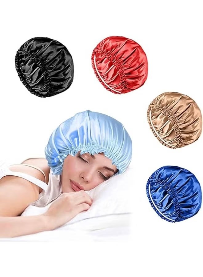 Premium Satin 2 Layers Hair Bonnet + Matching Hair Bow – Protect & Softness for Your Hair – Prevents Tangles & Breakage – Comfortable While Sleeping and Styling – Stylish Multiple Colors - Image 2