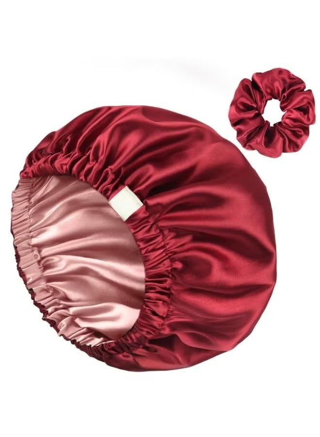 Premium Satin 2 Layers Hair Bonnet + Matching Hair Bow – Protect & Softness for Your Hair – Prevents Tangles & Breakage – Comfortable While Sleeping and Styling – Stylish Multiple Colors - Image 4